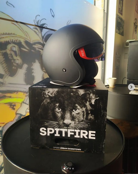 LS2 OF599 SPITFIRE FLAG HELMET MATT BLACK / TITANIUM