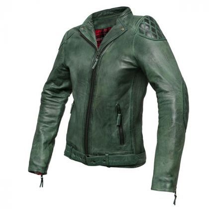 Chaqueta de moto de cuero de chica Electra Verde